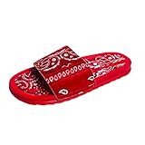 Xmiral Damenschuhe Mehrfarbige Flache Hausschuhe Mit Flachem Boden Und Weichen Sohlen rutschfeste Badeschuhe(40,Rot)