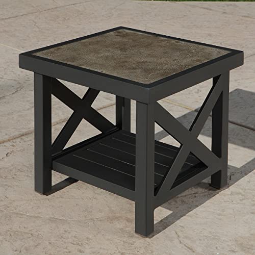 Lakeview Lake Charles 6 Piece Aluminum Patio Conversation Set W/ 46 X 24-Inch Rectangular Table & Cast Shale Cushions #TOP4