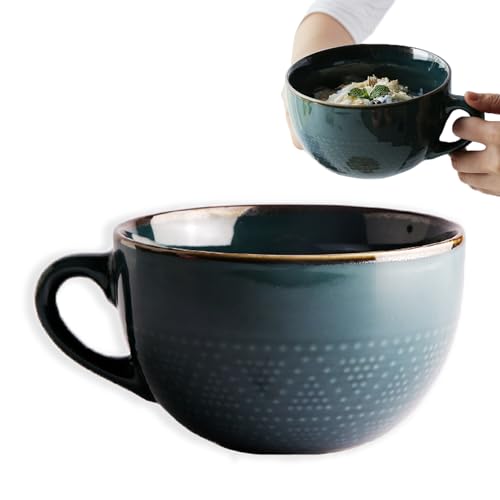 Tazza da Caffè Grande, 700ml Tazza da Caffè in Ceramica, Tazza da Caffè Grande con Manico, Tazza per Cereali, Tazza per Cappuccino, Ciotola in Porcellana, Adatta per Dessert al Latte(Verde Scuro)