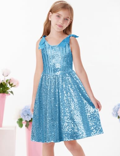 GRACE KARIN Girls Sequin Dress Formal Party Fancy Gold Special Occasion Sparkly Sleeveless Size 6-124