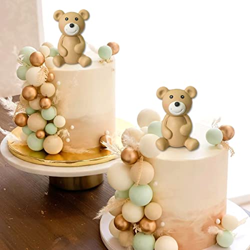 3D Bear Balls Cake Toppers For Birthday Baby Shower Party Decorations (Bear Green Ball) #TOP4