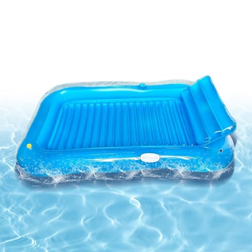 Flotadores inflables para alberca, silla flotante, cama flotante grande con portavasos, tumbona de agua inflable | Para adultos al aire libre, playa, lago, agua, bronceado