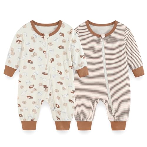 Unisex Rayon Made from Bamboo Zipper Baby Boy Girl Rompers 2 Pcak Long Sleeve Infants Jumpsuits New Born Clothes