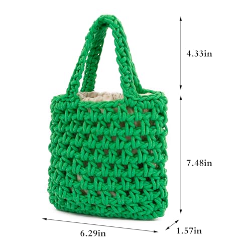 Image of Naimo Straw Beach Bag Woven Rattan Shoulder Bag Fishing Net Handbag Cotton Rope Tote Summer Crochet Hobo Bag