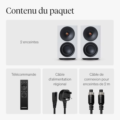 Cambridge Audio L/R S - 100W Enceintes Stéréo Actives Compactes avec Bluetooth aptX HD, USB Audio, Entrées Aux & Optique, Sortie Caisson, Télécommande, Room Positioning, DynamEQ – Blanc – vue 9