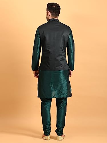 Image of Uri and MacKenzie Men's Silk Blend Kurta Pajama with Designer Ethnic Nehru Jacket /Modi Jacket