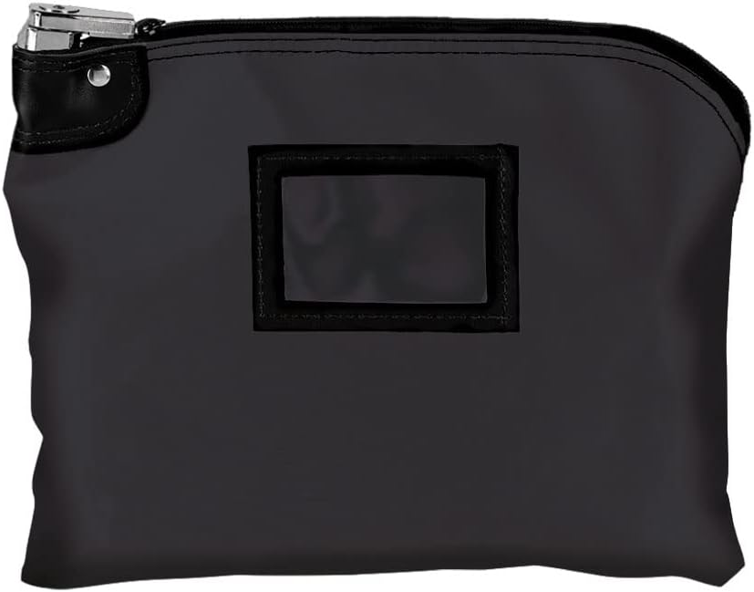 BankSupplies Laminated Nylon Locking Deposit Bag Black 15W x 11H 2 Keys Included HIPAA Puncture Resistant