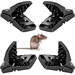 BATUUTAH 4 Pack Large Rat Traps, Heavy Duty & Reusable Rodent Control for Indoor & Outdoor Use One-Hand Easy-Set 14cm Long Snap Traps