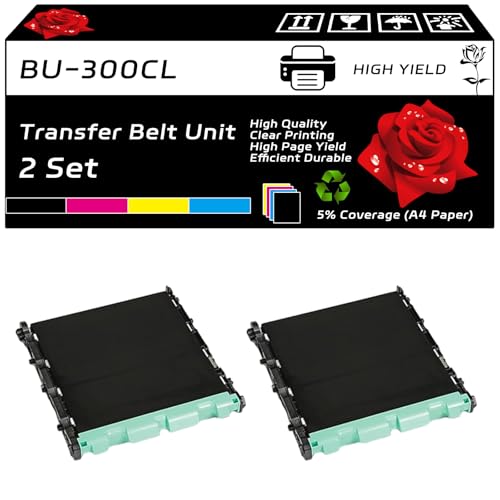 BU-300CL Transfer Belt Unit Compatible for Brother HL-4150CDN HL-4570CDW HL-4570CDWT Printers, with Chip, High Yield 50000 Pages, Clear Printing (2 Set)