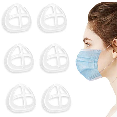 Silicone 3D Mask Bracket,Lipstick Protection Stand, Protect Your Perfect Makeup, Internal Support Frame for Create More Breathing Space, Washable Reusable Bracket (6pcs（white))