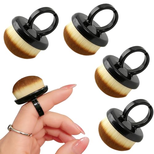 KEJOL 4 Brosses à Poussière pour Ongles, Poils Souples, Style Bague, Noir | Fournitures de Manucure pour Maison et Salon