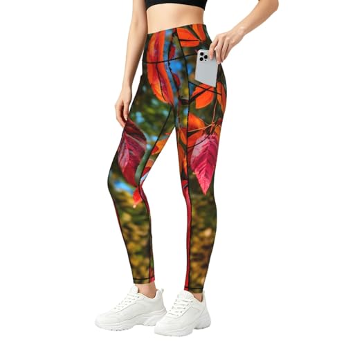 Legging de fitness feuilles d'automne pour gym et look décontracté
