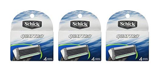 Schick Quattro Razor Blade Refills for Men Value Pack - 4 Count (Pack of 3)