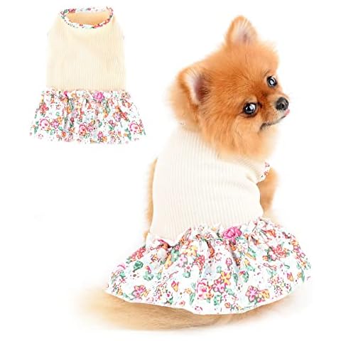 PAIDEFUL Soft Cotton Dog Dress with Ruffles Cover