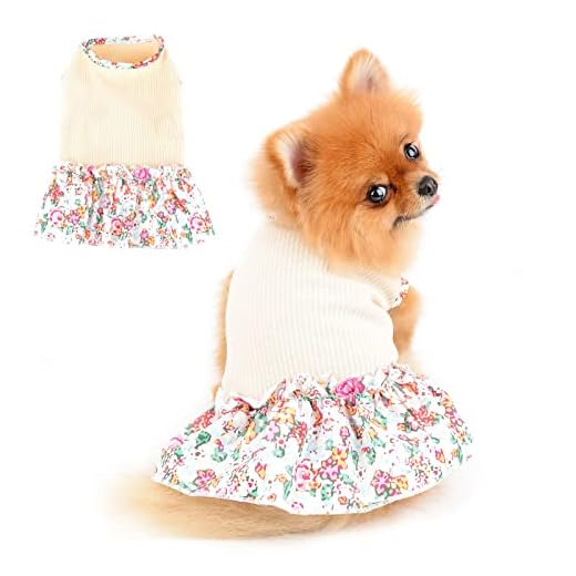 PAIDEFUL Vestido de Flores para Perros Pequeños y Medianos Gatos Niñas Camiseta de Chaleco de Algodón Suave Falda con Volantes Transpirables Cachorro Chihuahua Yorkie Ropa Mascota Primavera Verano XS