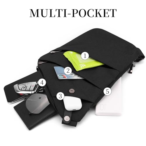 Anti Theft Crossbody Travel Bag - Multi-pocket Shoulder Bag with Adjustable Strap,Slim Sling Bag for Women Men4