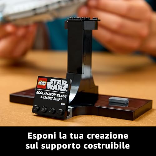 Star Wars 75404 Nave d'Assalto Classe Acclamator, Modellino da Costruire di Astronave da Collezione con Supporto, Idea Regalo di Compleanno per Adulti, Uomo, Donna e Fan dell'Attacco dei Cloni - Lego - Immagine 4
