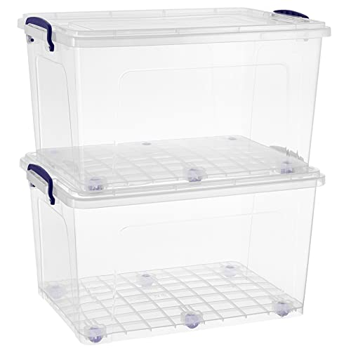 Image of Superio Storage Bins with Lids, Clear Plastic Containers for Organizing, Stackable Totes, BPA Free, Odor Free, Organizer Boxes for Home, and Dorm (2 Pack, 44 Quart)