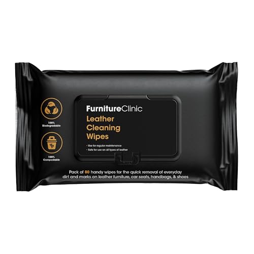 Furniture Clinic lingettes nettoyantes cuir – Nettoyant cuir et vinyle : revêtements, canapés, sacs à main, intérieur de voiture, sièges - Lingettes sans résidus...