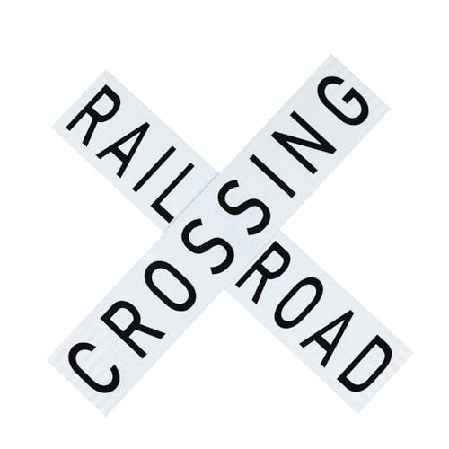LEIFIDE High-reflective 30x6 Inch Railroad Crossing Crossbuck Sign 3 Meters Engineer Grade Reflective Sheeting Aluminum Railroad Sign for Model Train Simulation & Display