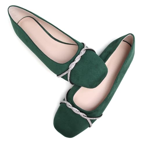 Image of TN TANGNEST Womens Casual Flats Chain Ballet Flats | Fashion Pointed Toe Rhinestone Flats, Comfort Slip On Dress Shoes for Business Work Office Wedding Party
