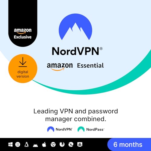 Image of NordVPN Amazon Essential, 10 Devices, 6-Month, VPN & Password Manager [Online Code]