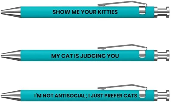 Funny Cat People Pens - 3PCS Retractable Sarcastic Ballpoint Pens with Hilarious Cat Quotes and Smooth Black Ink - Novelty Office Gag Gift for Coworkers and Friends - Image 2