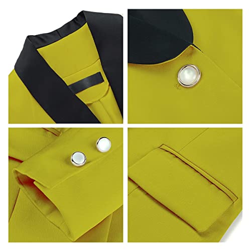 Modful Women's 2 Piece Business Suit Set One Button Solid Color Blazer Trouser Suit(Yellow,Medium) #TOP4