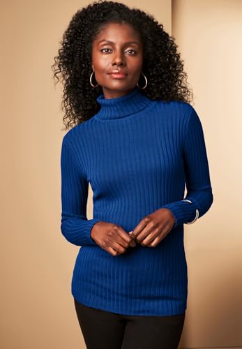 Jessica London Women's Plus Size Ribbed Cotton Turtleneck Sweater2