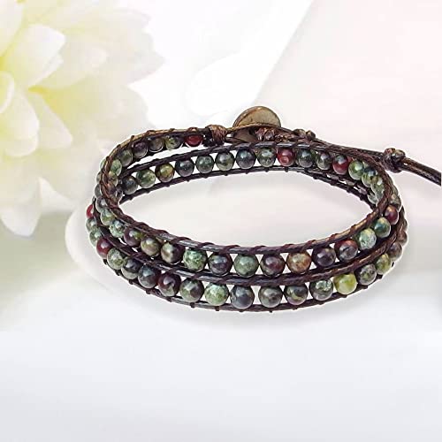 Ayriwoyi Leather Wrap Bracelet For Women Beaded Wrap Bracelets For Women Natural Stone Bracelet Womens Boho Bracelet Adjustable Handmade Bracelet thumb #2