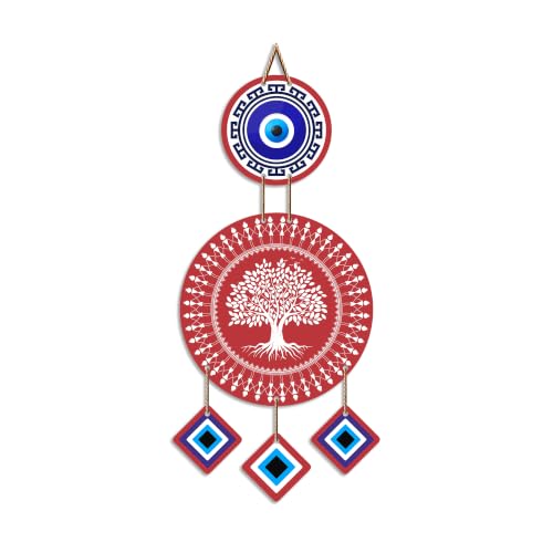 Image of Artvibes Tree of Life Evil Eye Wall Hanging for Home Entrance Decor | Nazar Battu Protection Hanging for Living Room Bedroom Office | Vastu Positive Energy MDF Decorative Gift (WH 85122N)
