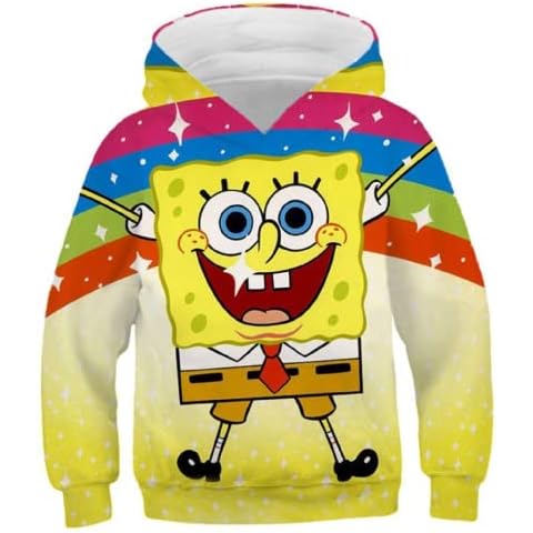 Hd Print Autumn And Winter Spongebob- 3D Printing Hoodie Boys Girls Kids Sweatshirt Fashion Christma Long-Sleeved Pullover Hoodie,2,6 Years Cover
