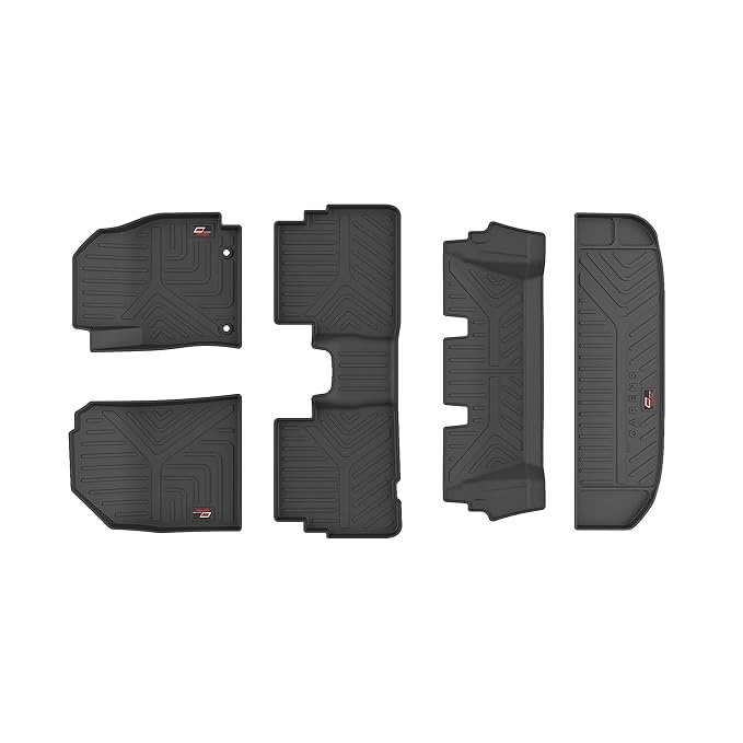 Image of GFX Premium Rubber Car Floor Mat with Trunk Mat (Aftermarket) for KIA Carens 2022 & Carens Clavis 2025 | Heavy Duty Black Mats | Anti-Skid, Waterproof, All-Weather Durable