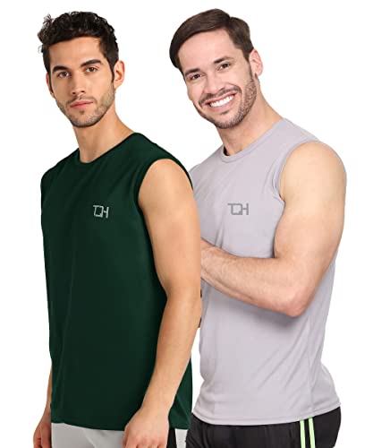 Image of TQH Sleeveless T Shirts for Men | Vest for Men | Tank Top Man | Sando for Man | Men's Sleeveless Gym Vest Round Neck Solid Casual T-Shirt for Workout Running Sports Beach