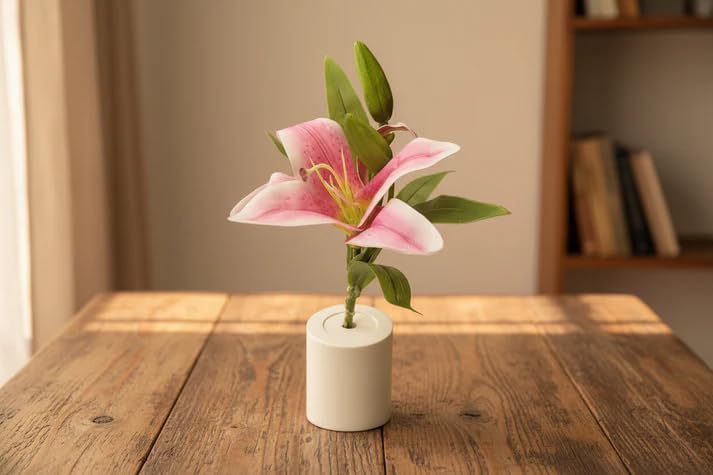 D'aromas Pink Lily LED Light Decorative Lamp | Soft Warm Glow | Floral Night Light for Bedroom, Table & Home Décor-picture-35