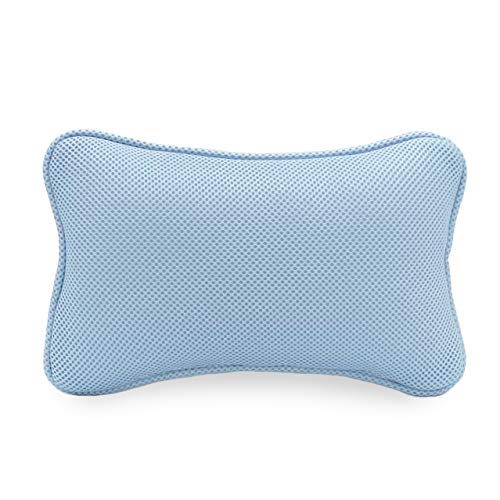 Comfort Bathtub Bath Pillow Head Neck Support with Strong Suction Cups Washable 3D Air Mesh Material Fit Any tub, Blue