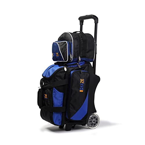 KAZE SPORTS 2 Ball Bowling Roller + 1 Ball Add On Spare Tote (Blue-Black)
