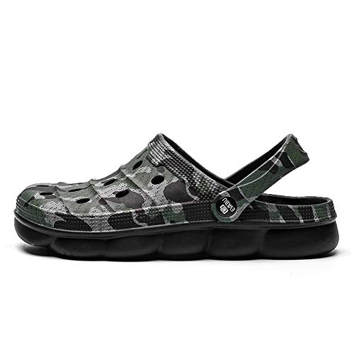 Yuktopa Men's Garden Clogs Shoes Slide Sandals Breathable Lightweight Beach Sandals Shower Slippers Footwear Black Camo 45 #TOP1