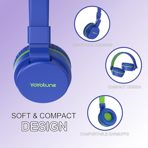 Image of Kids Bluetooth Headphones,Lightweight Kids Headphones Wireless,85 /94dB Safe Volume,40H Playtime,Fast Charging,Bluetooth 5.3,Over Ear,Toddler Headphone Built-in Mic for School /Tablet /Travel (Blue)