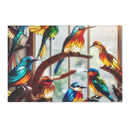 Stained-Glass Bird Sculptures Area Rug 24 * 36 in