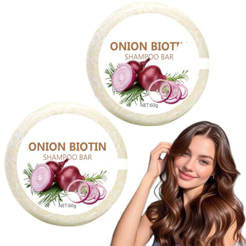 2 Piezas Onion Biotin Shampoo Bar, Cebolla Romero Champú Jabón, Profundamente Nutritivo Champú Barra Biotina Limpio Para Crecimiento Cabello, Hidratante Romero Cebolla Champús Barra, Para Todo Tipo