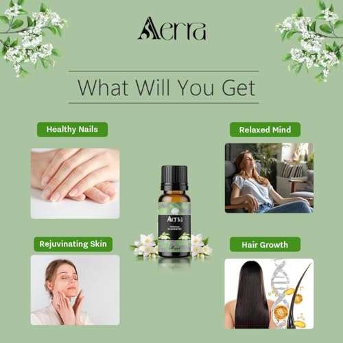 Image of Aerra Mogra Essential Oil 15ml | Diffuser 100% pure steam-distilled. Triple-tested purity. Amber glass + dropper. Soft floral aroma. Diffuser, aroma lamp, skin & hair. Potpourri. Vegan. Daily use.