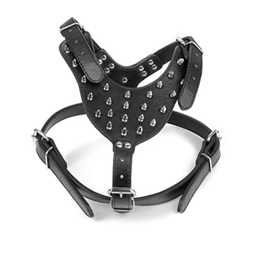 DRESSOOS Pettorina Per Pu Con Borchie Imbracatura Per Terrier Resistente e Colore Nero