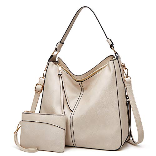 JONON Tote Bag for Women PU Leather Shoulder Bags Fashion Hobo Bags Large Purse and Handbags with Adjustable Shoulder Strap (White)