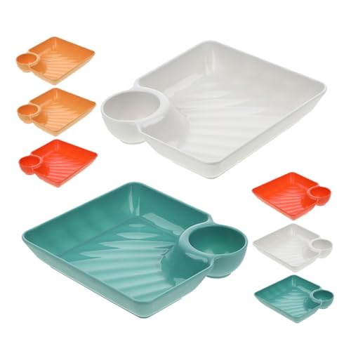 iplusmile 8個 仕切り付き餃子皿 寿司やデザートに 軽量コンパクトで持ち運び簡単 キッチンプレート ソース用コンパートメント付き 業務用に