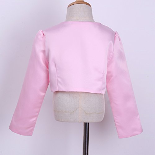 Kids Girls' Long Sleeves Beaded Cardigan Bolero Jacket Pearls Shrug Short Flower Girls Dress Cover Up3