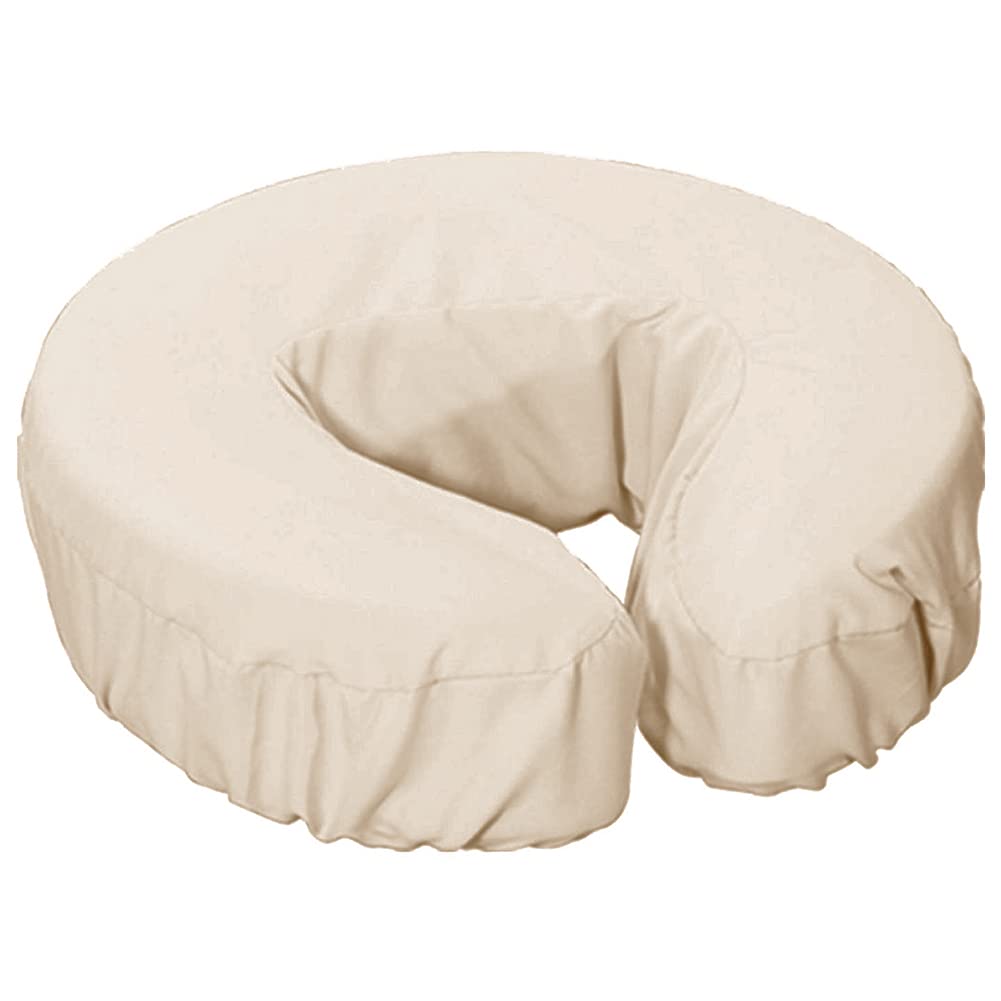 Royal Massage Set of 4 100% Cotton Brushed Flannel Fitted Face Cradle Covers - Elastic Edge Soft Cushion (Natural)