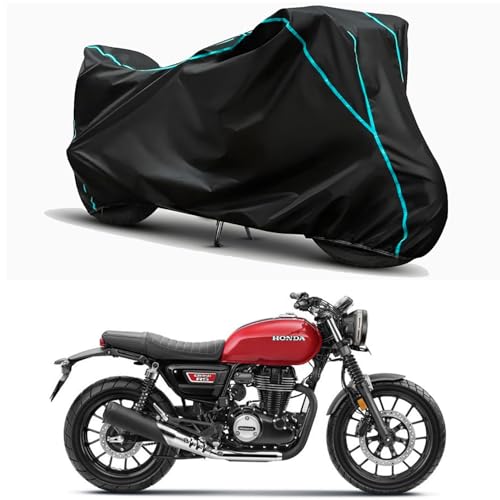 Image of Waterproof Bike Body Cover Compatible for | Honda CB350RS | Taffeta Fabric, Sky Piping Design, Bottom Elastic Fit | Dustproof, Sun UV & Rain Protection for All Weather.
