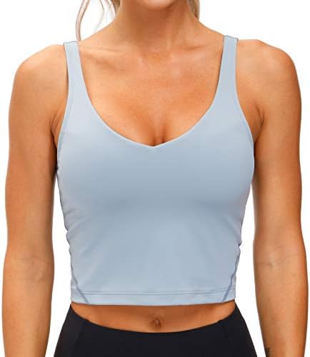 THE GYM PEOPLE Women’s Longline Sports Bra Wirefree Padded Medium Support Yoga Bras Gym Running Workout Tank Tops