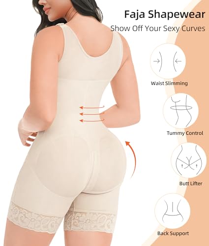 Image of YIANNA Fajas Colombianas Shapewear for Women Tummy Control Full Body Shaper Butt Lifter with Zipper Crotch